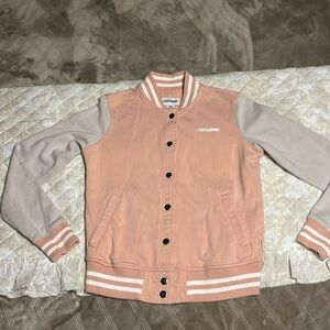 Converse women’s pink and white sweatshirt button up, vintage style. Size XS